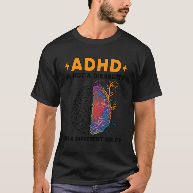 Camiseta Adhd Awarness Mês Orgulhoso Adhd Warrior Adhd Supp (Frente)