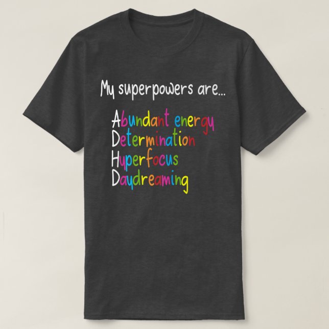 Camiseta ADHD superpotente a consciência da diversidade299 (Frente do Design)