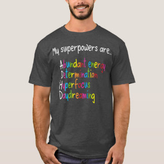 Camiseta ADHD superpotente a consciência da diversidade299