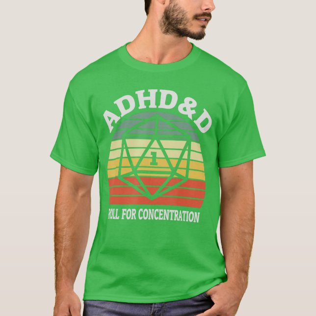 Camiseta ADHDD Roll For Concentration Funnyableop Gamer ret (Frente)