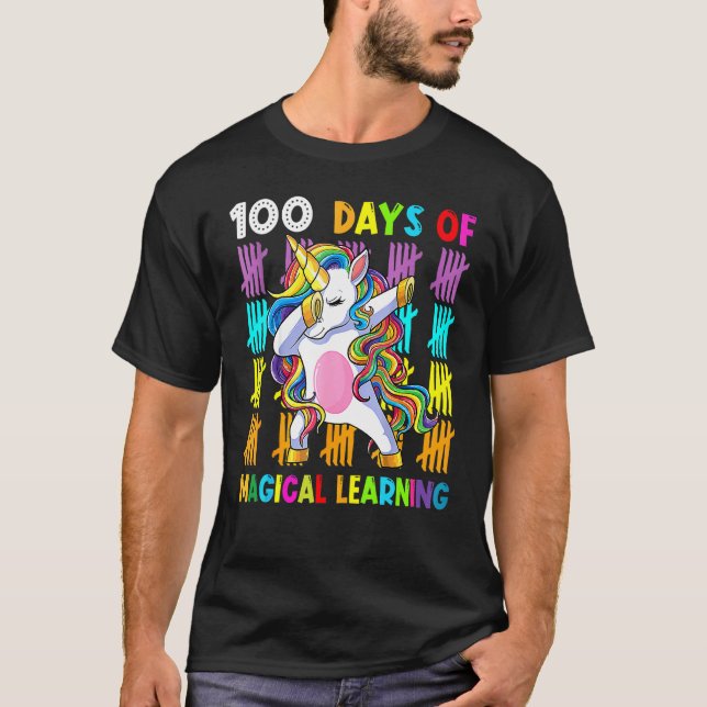 Camiseta Adibindo Unicórnio 100 Dias De Aprendizagem Mágica (Frente)