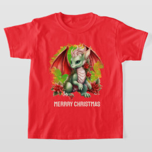 Camiseta Adição de dragão de Natal Festivo Merrry