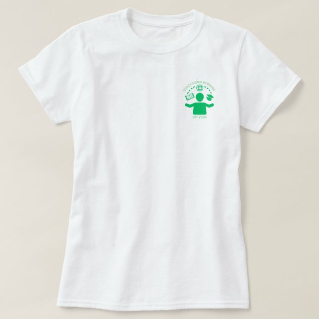 Camiseta Adicionando camadas de sabedoria, não anos. (Frente do Design)