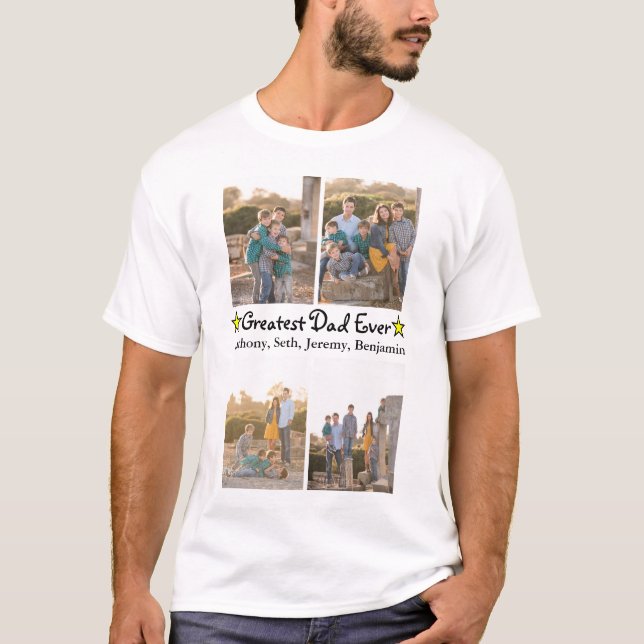 Camiseta Adicionar 4 Colunas de Foto Maior Pai Nunca Dia de (Frente)