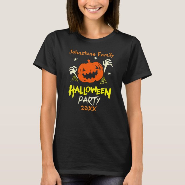 Camiseta Adicionar Nome da Família Ano Festa Halloween Edit (Frente)
