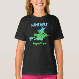 Camiseta Adicionar Nome e Texto Bruxa Voando no Dia das Bru