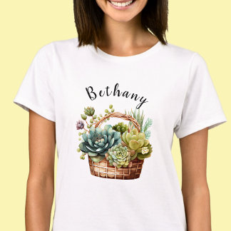 Camiseta Adicionar nome ou texto, cestos de plantas sucessi