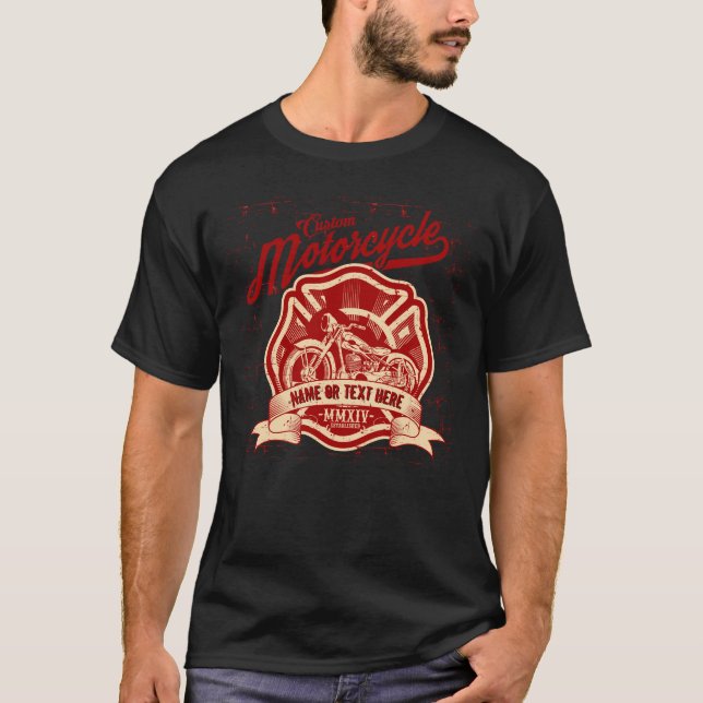 Camiseta Adicionar Nome ou Texto Grunação de Motociclos Per (Frente)