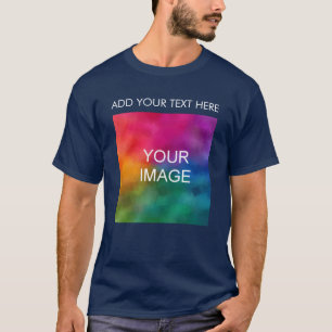 Camiseta Adicionar o Marinho Azul do Modelo de Foto de Imag