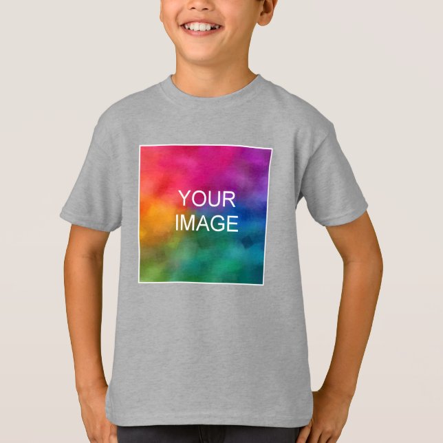 Camiseta Adicionar seu texto Carregar fotos para crianças M (Frente)