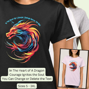 Camiseta Adicionar texto de nome, gire o dragão azul vermel