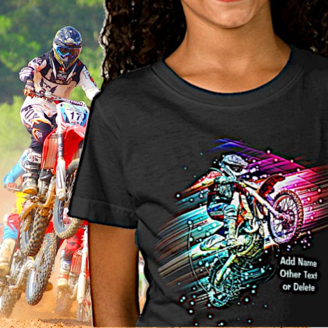 Camiseta Adicionar Texto de Nome (ou Excluir Rider de Bike  (Criador carregado)