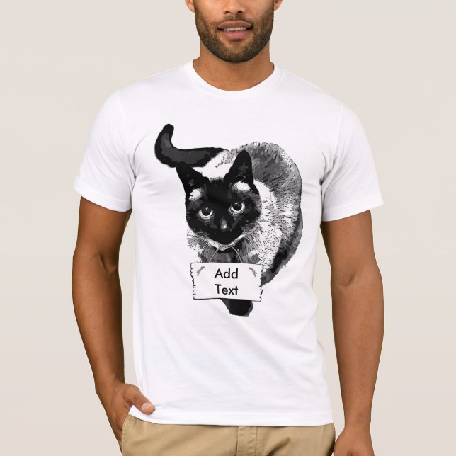 Camiseta Adicionar uma mensagem a este Gato Engraçado que s (Frente)