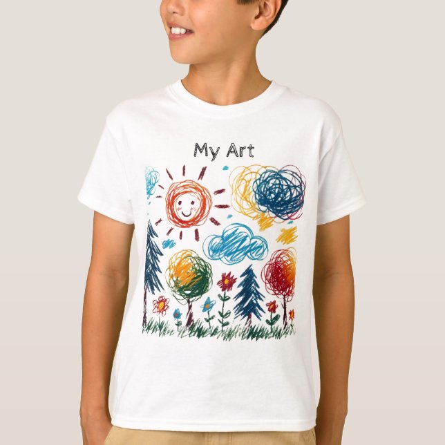Camiseta Adicione a Trabalho de arte do seu filho a isto (Frente)
