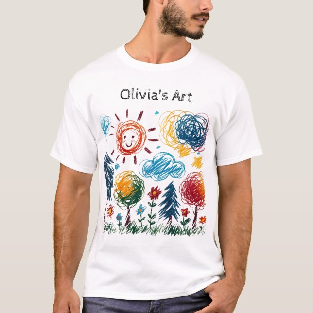 Camiseta Adicione a Trabalho de arte do seu filho a isto (Frente)
