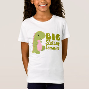 Camiseta Adicione Nome Grande Irmã Dinossaur Impressão