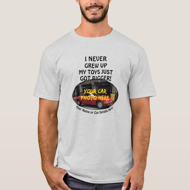 Camiseta Adicione Nome, Sua Foto Do Carro, Texto, Nunca Aum (Frente)