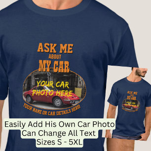 Camiseta Adicione Nome, Sua Foto Do Carro, Texto, Pergunte-