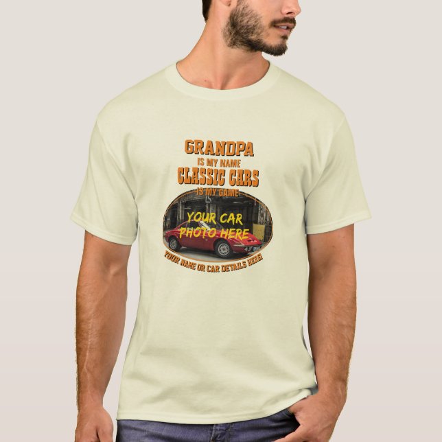 Camiseta Adicione Nome, Sua Foto Do Carro, Texto, Vovô Carr (Frente)