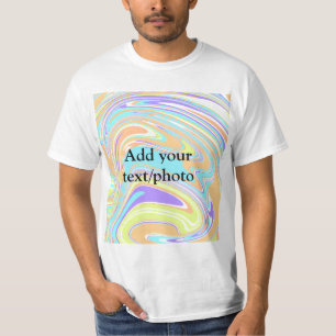 Camiseta Adicione o nome abstrato simples rosa azul laranja