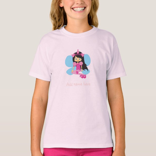 Camiseta Adicione o nome Bonito Girly Fairy Princess T shir (Frente)