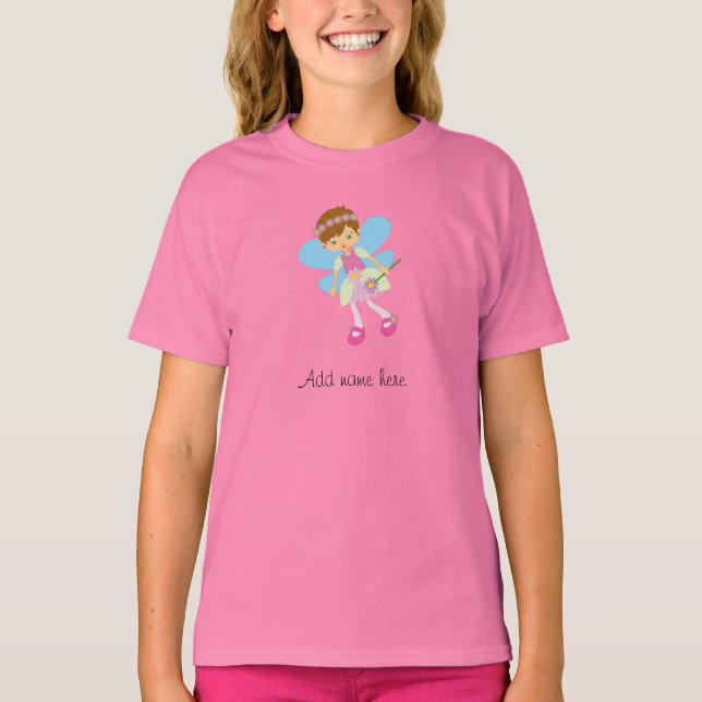 Camiseta Adicione o nome Bonito Girly Fairy Princess T shir (Frente)