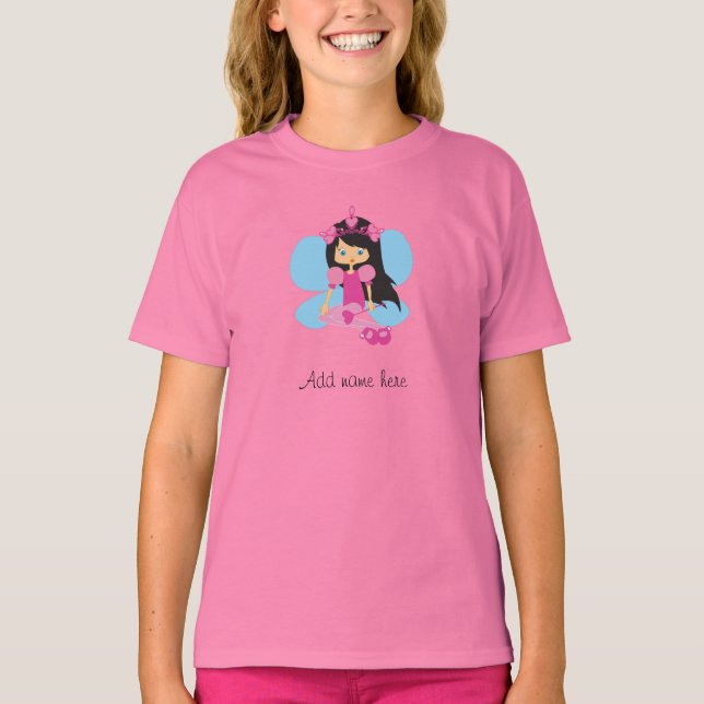 Camiseta Adicione o nome Bonito Girly Fairy Princess T shir (Frente)