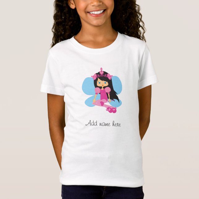 Camiseta Adicione o nome Bonito Girly Fairy Princess T shir (Frente)