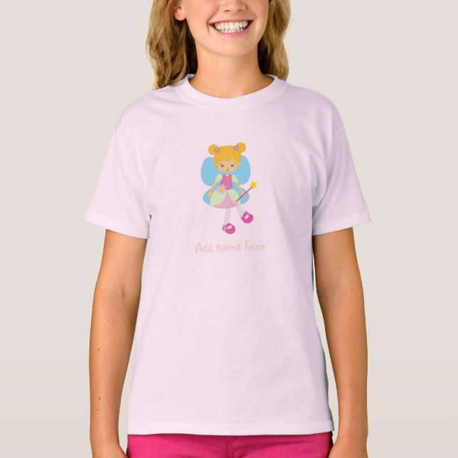 Camiseta Adicione o nome Bonito Girly Fairy Princess T shir (Frente)