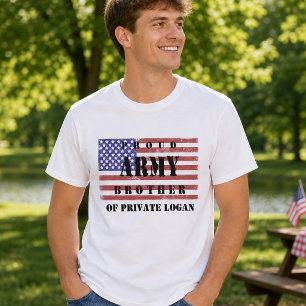 Camiseta Adicione o nome do seu irmão do exército orgulhoso