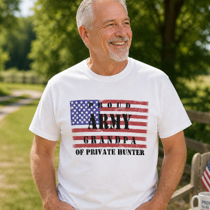 Camiseta Adicione o nome do seu neto Vovô do exército orgul