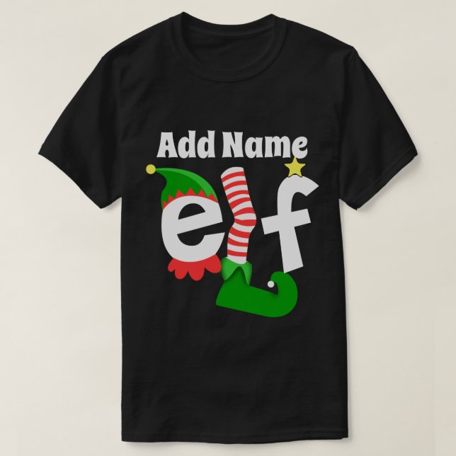 Camiseta Adicione o nome o Natal do duende - personalizado (Frente do Design)