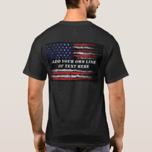Camiseta Adicione o seu próprio texto no amassado bandeira 