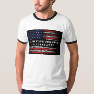 Camiseta Adicione o seu próprio texto no amassado bandeira
