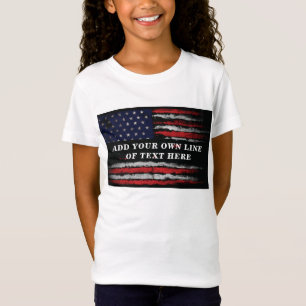 Camiseta Adicione o seu próprio texto no amassado bandeira 