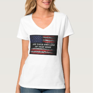 Camiseta Adicione o seu próprio texto no amassado bandeira