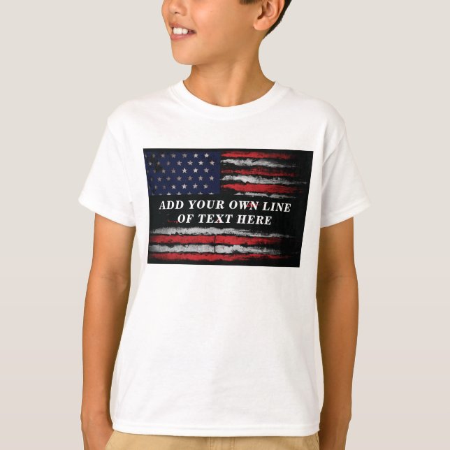 Camiseta Adicione o seu próprio texto no amassado bandeira  (Frente)