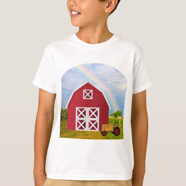 Camiseta Adicione seu nome ao Red Barn com o Blue Sky (Frente)