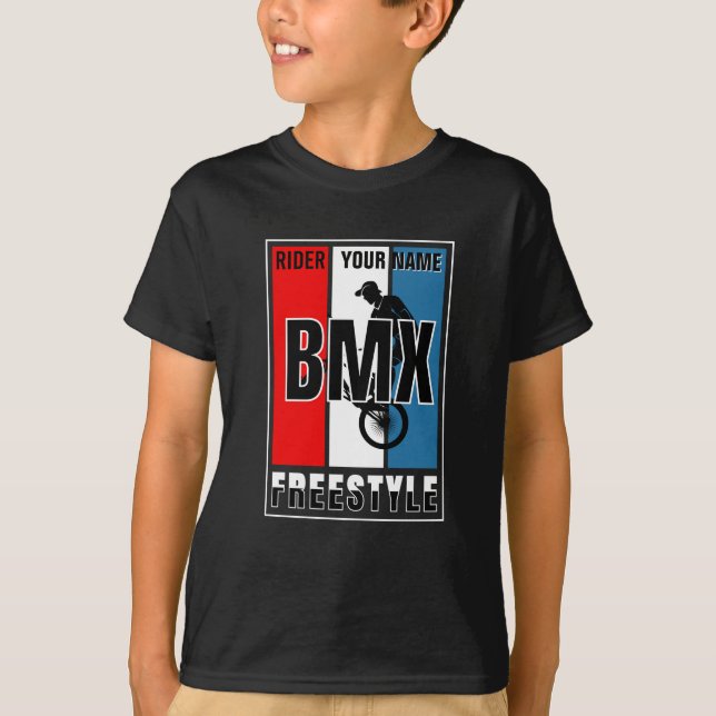 Camiseta Adicione seu nome BMX Freestyle Rider (Frente)