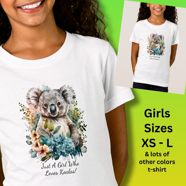 Camiseta Adicione seu nome de texto, apenas uma garota que  (Just A Girl Who Loves Koalas! - Also in Ladies & Baby Size, & Mugs!  You can change the text)
