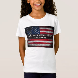 Camiseta Adicione seu texto ao sinalizador americano