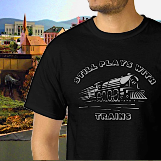 Camiseta Adicione seu TEXTO - Continua jogando com trens de (Criador carregado)