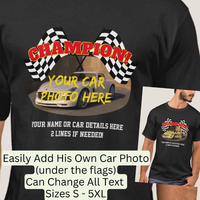 Camiseta Adicione Seu Texto De Foto Do Carro, Sinalizador V (Criador carregado)
