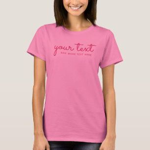 Camiseta Adicione Seu Texto Feminino Moderno Rosa Elegante