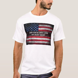 Camiseta Adicione seu texto na bandeira americana