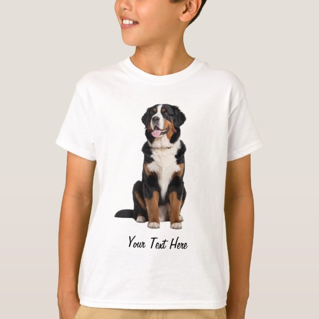 Camiseta Adicione Seu Texto Personalizado Cão De Montanha B (Frente)