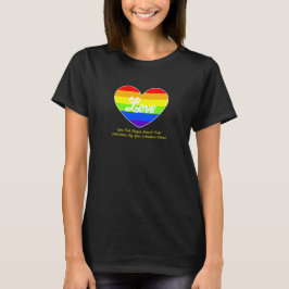 Camiseta Adicione seu texto, Rainbow Heart LOVE em preto