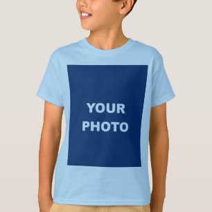 Camiseta Adicione sua imagem foto imagem logotipo azul clar