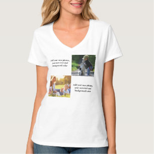 Camiseta Adicione suas próprias fotos, texto e plano de fun