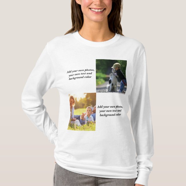 Camiseta Adicione suas próprias fotos, texto e plano de fun (Frente)